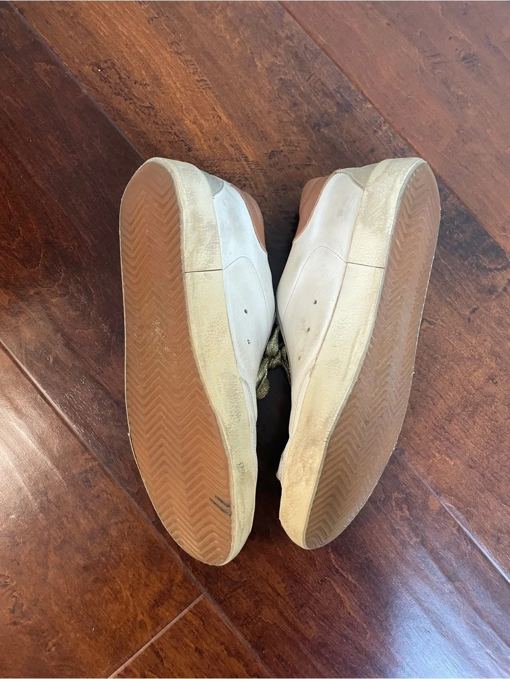 Golden Goose White & Tan Superstar Sneakers with Gold Star Size 40 (9.5 or 10) - Picture 5 of 8